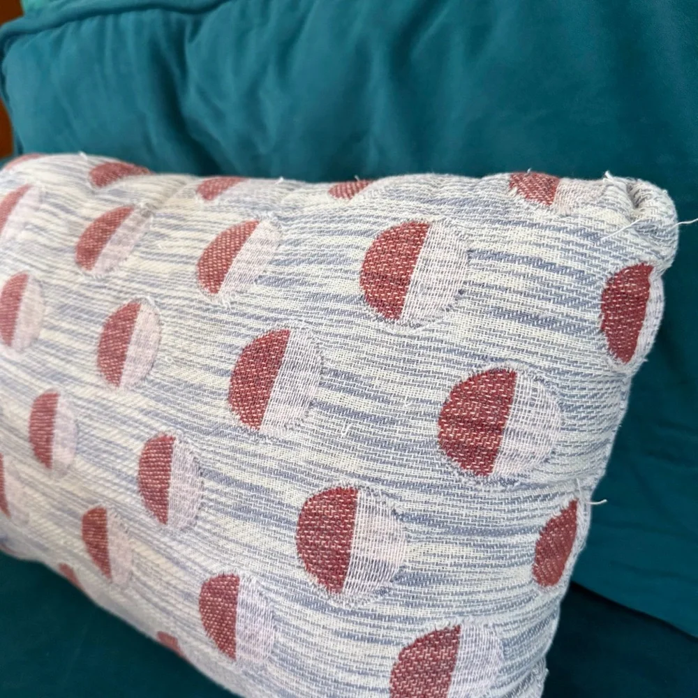 Anthropologie | Marguerite Pop Polka Dot Lumbar Throw Pillow Cotton Blue Purple